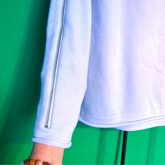 Zipped Sleeves S/M Wide Light Blue Elegant Sweater French Connection High Neck - Picture 6 of 12